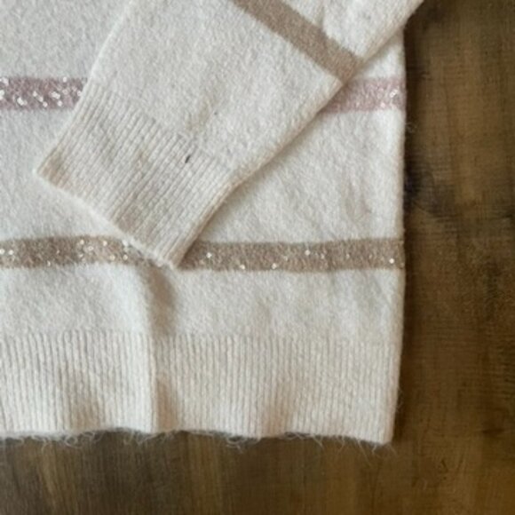 Staccato Cream Striped Sweater with Subtle Sequins Size Large - Picture 4 of 7